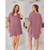 Ekouaer Plus Size Nightgowns for Women Oversized Sleep Shirt Short Sleeve Nightshirt T-Shirt Dress Sleepwear S-4XL(Purple Red)