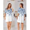 Ekouaer Plus Size Nightgowns for Women Oversized Sleep Shirt Short Sleeve Nightshirt T-Shirt Dress Sleepwear S-4XL(White Blue Flower)