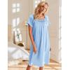Ekouaer Satin Nightgowns for Women 2 Pack Silk Nightgown Pleated Loose Night Shirts Short Sleeve Sleep Shirts(Light Blue/Black)