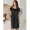 Ekouaer Satin Nightgowns for Women 2 Pack Silk Nightgown Pleated Loose Night Shirts Short Sleeve Sleep Shirts(Pink/Black)