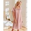 Ekouaer Satin Nightgowns for Women 2 Pack Silk Nightgown Pleated Loose Night Shirts Short Sleeve Sleep Shirts(Pink/Blue Green)