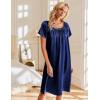 Ekouaer Satin Nightgowns for Women 2 Pack Silk Nightgown Pleated Loose Night Shirts Short Sleeve Sleep Shirts(Pink/Navy Blue)