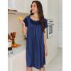 Ekouaer Satin Nightgowns for Women 2 Pack Silk Nightgown Pleated Loose Night Shirts Short Sleeve Sleep Shirts(Pink/Navy Blue)