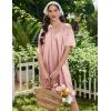 Ekouaer Satin Nightgowns for Women 2 Pack Silk Nightgown Pleated Loose Night Shirts Short Sleeve Sleep Shirts(Pink/Navy Blue)