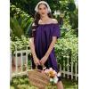 Ekouaer Satin Nightgowns for Women 2 Pack Silk Nightgown Pleated Loose Night Shirts Short Sleeve Sleep Shirts(Pink/Purple)