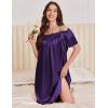 Ekouaer Satin Nightgowns for Women 2 Pack Silk Nightgown Pleated Loose Night Shirts Short Sleeve Sleep Shirts(Pink/Purple)