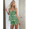 Ekouaer Satin Pajama Set for Women Silk Pjs for Women Set Camisole Top and Shorts with Ruffle Sleepwear(Green Christmas)