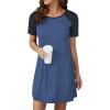Ekouaer Sleep Shirts for Women Short Sleeve Night Shirts for Sleeping Pullover Nightgown Soft Nightdress S-XXXL(Blue)