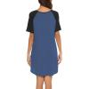 Ekouaer Sleep Shirts for Women Short Sleeve Night Shirts for Sleeping Pullover Nightgown Soft Nightdress S-XXXL(Blue)