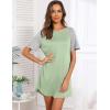 Ekouaer Sleep Shirts for Women Short Sleeve Night Shirts for Sleeping Pullover Nightgown Soft Nightdress S-XXXL(Light Green)