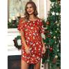 Ekouaer Sleep Shirts for Women Short Sleeve Night Shirts for Sleeping Pullover Nightgown Soft Nightdress S-XXXL(Red Christmas)