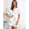 Ekouaer Sleep Shirts for Women Short Sleeve Night Shirts for Sleeping Pullover Nightgown Soft Nightdress S-XXXL(White Blue & Orange Floral)
