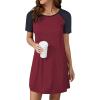 Ekouaer Sleep Shirts for Women Short Sleeve Night Shirts for Sleeping Pullover Nightgown Soft Nightdress S-XXXL(Wine Red2)