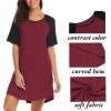 Ekouaer Sleep Shirts for Women Short Sleeve Night Shirts for Sleeping Pullover Nightgown Soft Nightdress S-XXXL(Wine Red2)