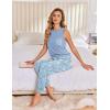 Ekouaer Two Piece Sets for Women Casual Travel Vacation Outfits Sleeveless Tops and Jogger Pants Lounge Set(Light Blue Floral)