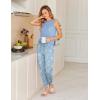 Ekouaer Two Piece Sets for Women Casual Travel Vacation Outfits Sleeveless Tops and Jogger Pants Lounge Set(Light Blue Floral)