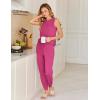 Ekouaer Two Piece Sets for Women Casual Travel Vacation Outfits Sleeveless Tops and Jogger Pants Lounge Set(Rose Red)