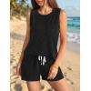 Ekouaer Two Piece Summer Outfits 2 Piece Sets Cruise Lounge Set Sleeveless Tank & Shorts Pajama Set with Pockets(Black)
