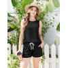 Ekouaer Two Piece Summer Outfits 2 Piece Sets Cruise Lounge Set Sleeveless Tank & Shorts Pajama Set with Pockets(Black)