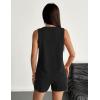 Ekouaer Two Piece Summer Outfits 2 Piece Sets Cruise Lounge Set Sleeveless Tank & Shorts Pajama Set with Pockets(Black)