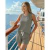 Ekouaer Two Piece Summer Outfits 2 Piece Sets Cruise Lounge Set Sleeveless Tank & Shorts Pajama Set with Pockets(Coffee)