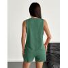 Ekouaer Two Piece Summer Outfits 2 Piece Sets Cruise Lounge Set Sleeveless Tank & Shorts Pajama Set with Pockets(Forest Green)
