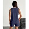 Ekouaer Two Piece Summer Outfits 2 Piece Sets Cruise Lounge Set Sleeveless Tank & Shorts Pajama Set with Pockets(Navy Blue)