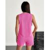 Ekouaer Two Piece Summer Outfits 2 Piece Sets Cruise Lounge Set Sleeveless Tank & Shorts Pajama Set with Pockets(Raspberry Sorbet)