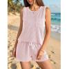 Ekouaer Two Piece Summer Outfits 2 Piece Sets Cruise Lounge Set Sleeveless Tank & Shorts Pajama Set with Pockets(Veiled Rose)