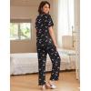 Ekouaer Women Pajamas Set Button Down Sleepwear Short Sleeve Nightwear with Long Pants Soft Pjs Set S-XXL(Black Cherry Fp14)