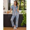 Ekouaer Women Pajamas Set Button Down Sleepwear Short Sleeve Nightwear with Long Pants Soft Pjs Set S-XXL(Blue Leopard An386)