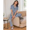 Ekouaer Women Pajamas Set Button Down Sleepwear Short Sleeve Nightwear with Long Pants Soft Pjs Set S-XXL(Blue Leopard An386)