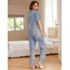 Ekouaer Women Pajamas Set Button Down Sleepwear Short Sleeve Nightwear with Long Pants Soft Pjs Set S-XXL(Blue Leopard An386)