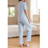 Ekouaer Women Pajamas Set Button Down Sleepwear Short Sleeve Nightwear with Long Pants Soft Pjs Set S-XXL(Blue Star)