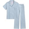 Ekouaer Women Pajamas Set Button Down Sleepwear Short Sleeve Nightwear with Long Pants Soft Pjs Set S-XXL(Blue Star)