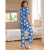 Ekouaer Women Pajamas Set Button Down Sleepwear Short Sleeve Nightwear with Long Pants Soft Pjs Set S-XXL(Flowers Leopard An405)