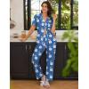 Ekouaer Women Pajamas Set Button Down Sleepwear Short Sleeve Nightwear with Long Pants Soft Pjs Set S-XXL(Flowers Leopard An405)