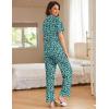 Ekouaer Women Pajamas Set Button Down Sleepwear Short Sleeve Nightwear with Long Pants Soft Pjs Set S-XXL(Green Leopard An387)
