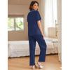 Ekouaer Women Pajamas Set Button Down Sleepwear Short Sleeve Nightwear with Long Pants Soft Pjs Set S-XXL(Navy Blue Points)