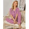 Ekouaer Women Pajamas Set Button Down Sleepwear Short Sleeve Nightwear with Long Pants Soft Pjs Set S-XXL(Pink Leopard An367)