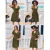 Ekouaer Women Short Sleeve Maternity Nursing Dress Casual V Neck Breastfeeding Loungewear Ribbed Knit Pregnancy Dresses S-XXL(Army Green)