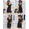 Ekouaer Women Short Sleeve Maternity Nursing Dress Casual V Neck Breastfeeding Loungewear Ribbed Knit Pregnancy Dresses S-XXL(Black)