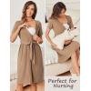 Ekouaer Women Short Sleeve Maternity Nursing Dress Casual V Neck Breastfeeding Loungewear Ribbed Knit Pregnancy Dresses S-XXL(Brown)