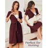 Ekouaer Women Short Sleeve Maternity Nursing Dress Casual V Neck Breastfeeding Loungewear Ribbed Knit Pregnancy Dresses S-XXL(Dark Red)
