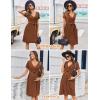 Ekouaer Women Short Sleeve Maternity Nursing Dress Casual V Neck Breastfeeding Loungewear Ribbed Knit Pregnancy Dresses S-XXL(Deep Caramel)