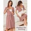 Ekouaer Women Short Sleeve Maternity Nursing Dress Casual V Neck Breastfeeding Loungewear Ribbed Knit Pregnancy Dresses S-XXL(Dirty Pink)
