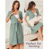 Ekouaer Women Short Sleeve Maternity Nursing Dress Casual V Neck Breastfeeding Loungewear Ribbed Knit Pregnancy Dresses S-XXL(Ice Green)