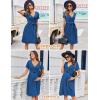 Ekouaer Women Short Sleeve Maternity Nursing Dress Casual V Neck Breastfeeding Loungewear Ribbed Knit Pregnancy Dresses S-XXL(Royal Blue)