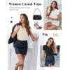 Ekouaer Women Short Sleeve Shirts Lightweight Basic Tops Ribbed Knit Outfit Tees Crew Neck T-Shirts Work Out Blouse(Black/Beige/White)