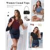 Ekouaer Women Short Sleeve Shirts Lightweight Basic Tops Ribbed Knit Outfit Tees Crew Neck T-Shirts Work Out Blouse(Black/Dark Red/Blue)